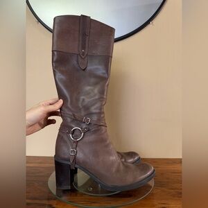 Geox Sidney Tumbled Leather boots in coffee brown, size US 9 / EU 39